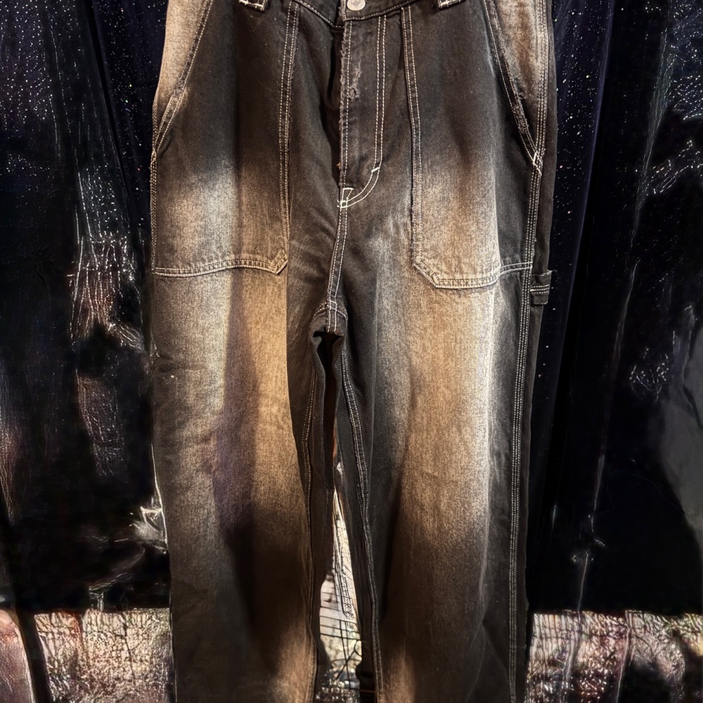 H&M Men's Relaxed Jeans - Black and Tan